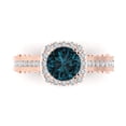 thumbnail image 1 of 2.7ct Round Cut Blue Natural London Blue Topaz 18k Pink Rose Gold Engraving Statement Bridal Wedding Halo Designer Ring Size 5, 1 of 5