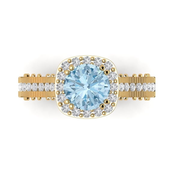 Clara Pucci 14K Yellow Gold 2.37ct SkyBlueTopaz Halo Ring for Women