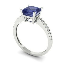 2.7ct Round Cut Blue Sapphire 18k White Gold Engraving Statement Bridal Wedding Halo Designer Ring Size 10.25