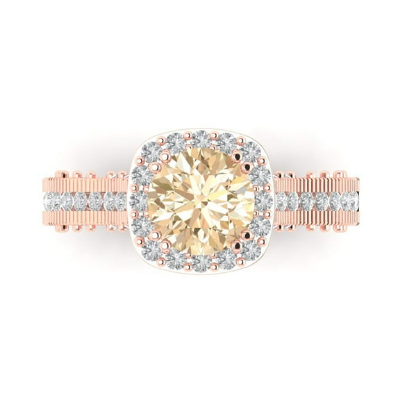 Clara Pucci 14K Rose Gold 2.37ct Morganite Halo Ring for Women