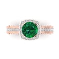thumbnail image 1 of Clara Pucci 14K Rose Gold 2.37ct Emerald Halo Ring for Women, 1 of 8