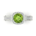 thumbnail image 1 of 2.7ct Round Cut Green Natural Peridot 18k White Gold Engraving Statement Bridal Wedding Halo Designer Ring Size 5.5, 1 of 5