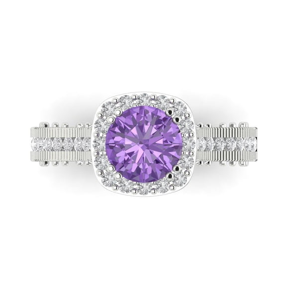 Clara Pucci 14K White Gold 2.37ct Alexandrite Halo Ring for Women