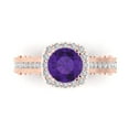 thumbnail image 1 of Clara Pucci 14K Rose Gold 2.37ct Amethyst Halo Ring for Women, 1 of 8
