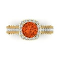 thumbnail image 1 of Clara Pucci 14K Yellow Gold 2.37ct Red Halo Ring for Women, 1 of 8