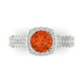 thumbnail image 1 of 2.7ct Round Cut Red Crystal 18k White Gold Engraving Statement Bridal Wedding Halo Designer Ring Size 11, 1 of 5