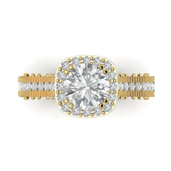 Clara Pucci 14K Yellow Gold 2.37ct WhiteSapphire Halo Ring for Women