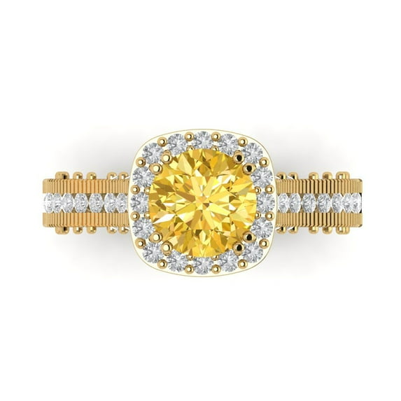 Clara Pucci 14K Yellow Gold 2.37ct Yellow Halo Ring for Women