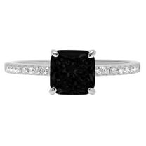 2.7ct asscher cut black natural onyx 18k white gold anniversary engagement ring size 9