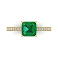thumbnail image 1 of Clara Pucci 14K Yellow Gold Solid Gold Emerald Solitaire with Accents Anniversary Ring for Women - 2.7 cttw Asscher Cut, 1 of 8
