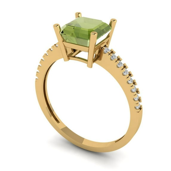 2.7ct asscher cut green natural peridot 14k yellow gold Bridal Wedding Engagement Promise Anniversary Ring for Women size 4.75