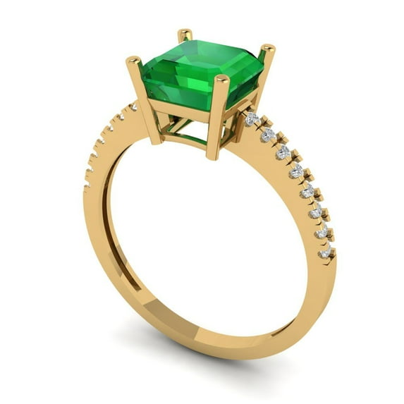 2.7ct asscher cut green emerald 18k yellow gold Bridal Wedding Engagement Promise Anniversary Ring for Women size 5