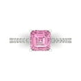 thumbnail image 1 of Clara Pucci 14K White Gold Solid Gold Pink Solitaire with Accents Anniversary Ring for Women - 2.7 cttw Asscher Cut, 1 of 8