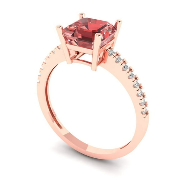2.7ct asscher cut red natural garnet 14k rose gold Bridal Wedding Engagement Promise Anniversary Ring for Women size 4.75