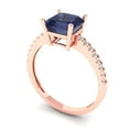 thumbnail image 1 of 2.7ct asscher cut blue sapphire 14k rose gold Bridal Wedding Engagement Promise Anniversary Ring for Women size 3.5, 1 of 7