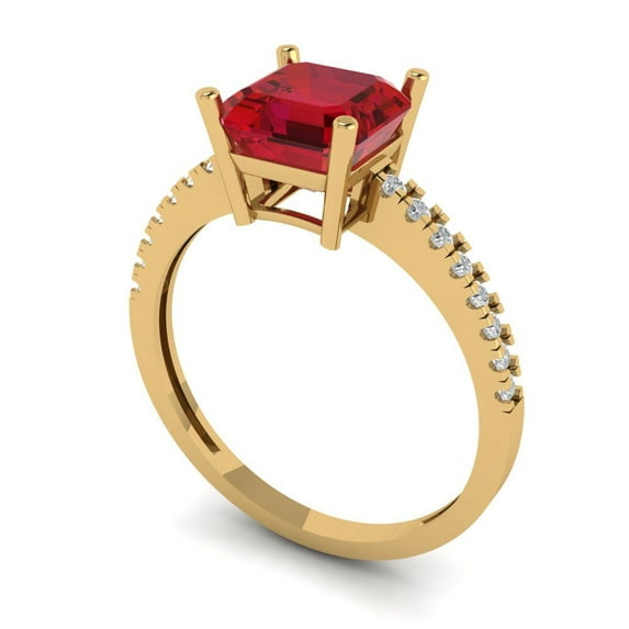 2.7ct asscher cut tourmaline 14k yellow gold Bridal Wedding Engagement Promise Anniversary Ring for Women size 7.75
