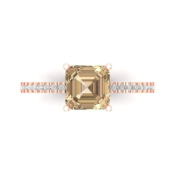 2.7ct asscher cut yellow moissanite 14k rose gold Bridal Wedding Engagement Promise Anniversary Ring for Women size 5.5
