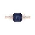 thumbnail image 1 of 2.7 ct Cushion Cut Simulated Blue Sapphire Solitaire with Simulated Diamond Accents 18K Rose Gold Womens Engagement Ring, 1 of 5
