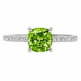 thumbnail image 1 of 2.7 ct Cushion Cut Natural Peridot Solitaire with Simulated Diamond Accents 18K White Gold Womens Engagement Ring, 1 of 5