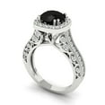 thumbnail image 1 of 2.7ct round cut black natural onyx 14k white gold halo Bridal Wedding Engagement Promise Anniversary Ring for Women size 5.25, 1 of 7