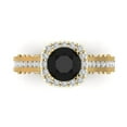 thumbnail image 1 of Clara Pucci 14K Yellow Gold Solid Gold Onyx Halo Anniversary Ring for Women - 2.37 cttw Round Cut, 1 of 8