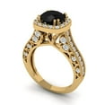 thumbnail image 1 of 2.7ct round cut black natural onyx 18k yellow gold halo Bridal Wedding Engagement Promise Anniversary Ring for Women size 4.5, 1 of 7