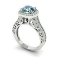 thumbnail image 1 of 2.7ct round cut blue moissanite 14k white gold halo Bridal Wedding Engagement Promise Anniversary Ring for Women size 4, 1 of 7