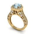 thumbnail image 1 of 2.7ct round cut blue natural aquamarine 18k yellow gold halo Bridal Wedding Engagement Promise Anniversary Ring for Women size 9.75, 1 of 7