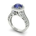 thumbnail image 1 of 2.7ct round cut blue tanzanite 14k white gold halo Bridal Wedding Engagement Promise Anniversary Ring for Women size 5.75, 1 of 7