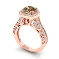 thumbnail image 1 of 2.7ct round cut champagne Zircon 18k rose gold halo Bridal Wedding Engagement Promise Anniversary Ring for Women size 6.25, 1 of 7