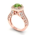 thumbnail image 1 of 2.7ct round cut green natural peridot 14k rose gold halo Bridal Wedding Engagement Promise Anniversary Ring for Women size 4.75, 1 of 7