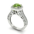 thumbnail image 1 of 2.7ct round cut green natural peridot 18k white gold halo Bridal Wedding Engagement Promise Anniversary Ring for Women size 3.5, 1 of 7