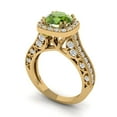 thumbnail image 1 of 2.7ct round cut green natural peridot 18k yellow gold halo Bridal Wedding Engagement Promise Anniversary Ring for Women size 8.25, 1 of 7