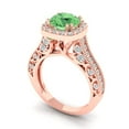 thumbnail image 1 of 2.7ct round cut green Zircon 14k rose gold halo Bridal Wedding Engagement Promise Anniversary Ring for Women size 6.75, 1 of 7