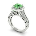 thumbnail image 1 of 2.7ct round cut green Zircon 14k white gold halo Bridal Wedding Engagement Promise Anniversary Ring for Women size 3.75, 1 of 7