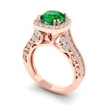thumbnail image 1 of 2.7ct round cut green emerald 14k rose gold halo Bridal Wedding Engagement Promise Anniversary Ring for Women size 10.25, 1 of 7