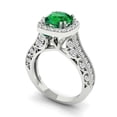 thumbnail image 1 of 2.7ct round cut green emerald 18k white gold halo Bridal Wedding Engagement Promise Anniversary Ring for Women size 9.75, 1 of 7