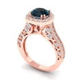 thumbnail image 1 of 2.7ct round cut natural london blue topaz 14k rose gold halo Bridal Wedding Engagement Promise Anniversary Ring for Women size 9, 1 of 7