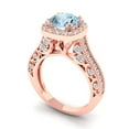 thumbnail image 1 of 2.7ct round cut natural sky blue topaz 14k rose gold halo Bridal Wedding Engagement Promise Anniversary Ring for Women size 9.25, 1 of 7