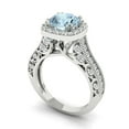 thumbnail image 1 of 2.7ct round cut natural swiss blue topaz 14k white gold halo Bridal Wedding Engagement Promise Anniversary Ring for Women size 10.75, 1 of 7