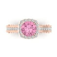 thumbnail image 1 of Clara Pucci 14K Rose Gold Solid Gold Pink Halo Anniversary Ring for Women - 2.37 cttw Round Cut, 1 of 8