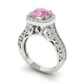 thumbnail image 1 of 2.7ct round cut pink Zircon 18k white gold halo Bridal Wedding Engagement Promise Anniversary Ring for Women size 10, 1 of 7