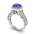 thumbnail image 1 of 2.7ct round cut purple natural amethyst 18k white gold halo Bridal Wedding Engagement Promise Anniversary Ring for Women size 6, 1 of 7