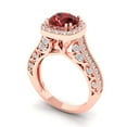thumbnail image 1 of 2.7ct round cut red natural garnet 14k rose gold halo Bridal Wedding Engagement Promise Anniversary Ring for Women size 9.25, 1 of 7