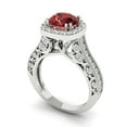 thumbnail image 1 of 2.7ct round cut red natural garnet 14k white gold halo Bridal Wedding Engagement Promise Anniversary Ring for Women size 4.25, 1 of 7