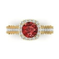 thumbnail image 1 of Clara Pucci 14K Yellow Gold Solid Gold Garnet Halo Anniversary Ring for Women - 2.37 cttw Round Cut, 1 of 8