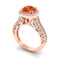 thumbnail image 1 of 2.7ct round cut red Zircon 18k rose gold halo Bridal Wedding Engagement Promise Anniversary Ring for Women size 8.5, 1 of 7