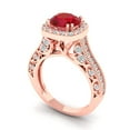 thumbnail image 1 of 2.7ct round cut tourmaline 14k rose gold halo Bridal Wedding Engagement Promise Anniversary Ring for Women size 10.25, 1 of 7