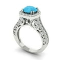 thumbnail image 1 of 2.7ct round cut turquoise 14k white gold halo Bridal Wedding Engagement Promise Anniversary Ring for Women size 9.75, 1 of 7