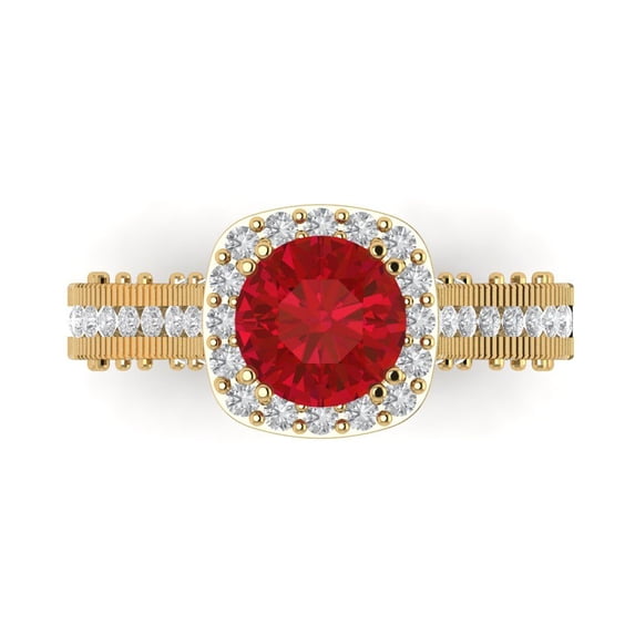 Clara Pucci 14K Yellow Gold Solid Gold Tourmaline Halo Anniversary Ring for Women - 2.37 cttw Round Cut